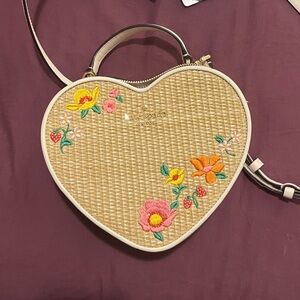 Heart-Shaped Floral Embroidered Bag
